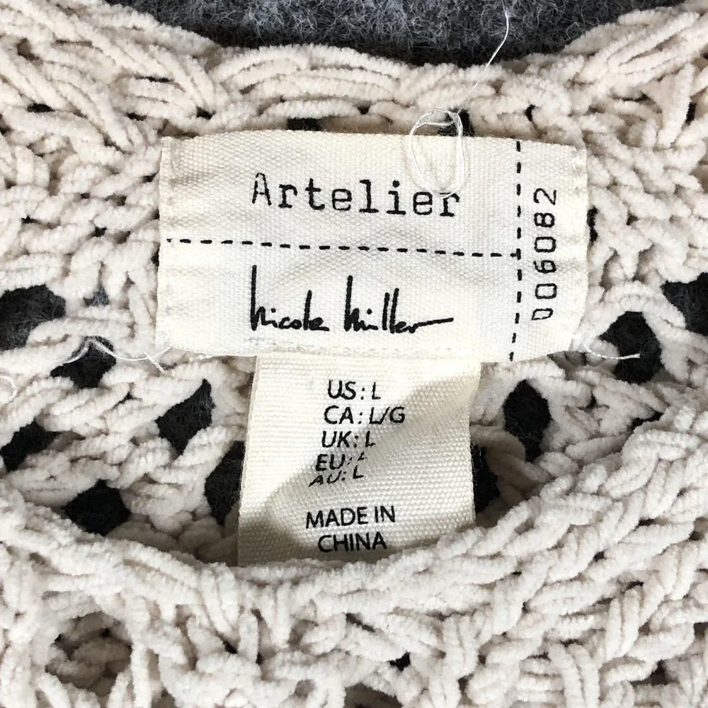 Artelier Nicole Miller Sweater‎ Womens Large Cream Open Knit Crochet
